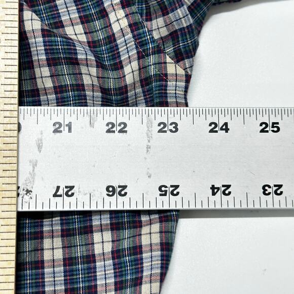 Vintage The Fox JC Penney Size L Green Red Plaid Button Up Shirt Tailored USA - Picture 5 of 6